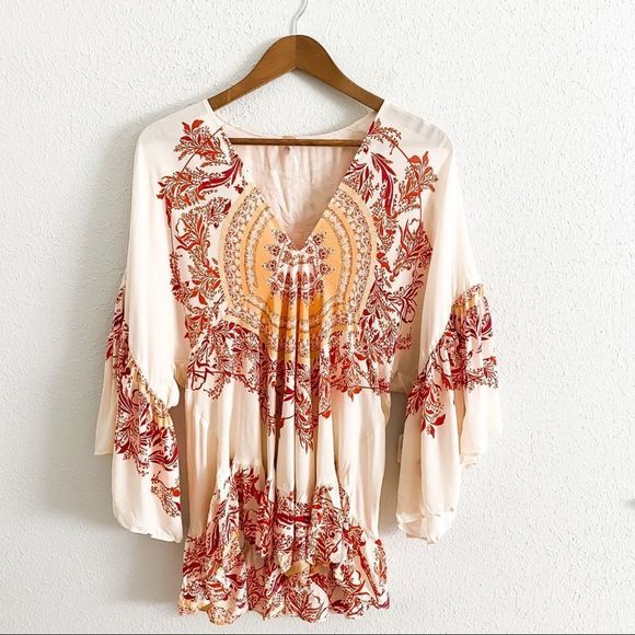 Free People Tops - Free People Top Boho NWT Oversized Tunic Bell Sleeves